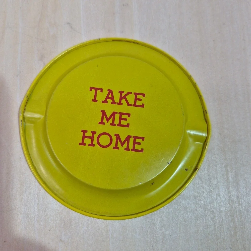 Dominguez Cafe Ashtray Tin Metal Yellow Famous Food All Over‎ The World Tlaxcala